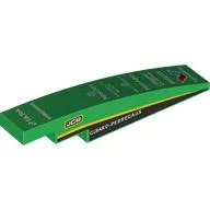 Brick Curved 1 x 6 with Black Sides, Yellow Stripes, White Sponsors Print, Green