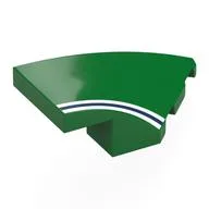 Brick Wedged, Curved 4 x 2 with Stud Notch Right with White/Dark Blue/White Stripes Print, Green