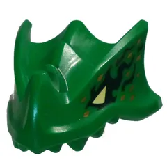 Creature Body Part, Dragon Head Upper Jaw with Bright Light Yellow Eye, Dark Green/Gold Markings Print, Green
