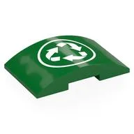 Brick Curved 4 x 6 Double, 2 x 4 Cutout with White Recycling Sign Print, Green
