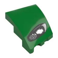 Brick Wedged, Curved 3 x 2 with Stud Notch Left with Headlight Print, Green
