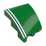 Brick Wedged, Curved 3 x 2 with Stud Notch Left with White/Dark Blue/White Stripes Print, Green