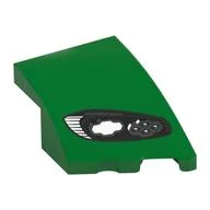 Brick Wedged, Curved 3 x 2 with Stud Notch Right with Headlight Print, Green