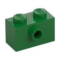 Brick Special 1 x 2 with 1 Center Stud on 1 Side, Bottom Stud Holder, Green