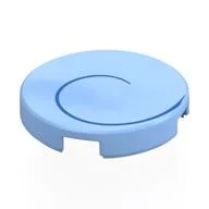 Tile Round 2 x 2 with Dark Blue Spiral, Left Print, Bright Light Blue