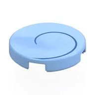 Tile Round 2 x 2 with Dark Blue Spiral, Right Print, Bright Light Blue