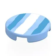 Tile Round 2 x 2 with White, Dark Azure Lines (Glass Window) Print, Bright Light Blue