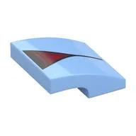 Brick Curved 2 x 2 x 2/3 with Black Rectangle, Line Print, Bright Light Blue