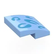 Brick Curved 2 x 2 x 2/3 with Dark Azure Shapes Print, Bright Light Blue