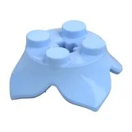 Plant, Leaves, Round 2 x 2 x 2/3 with + Axle Hole and 4 Leaf Extensions, Bright Light Blue