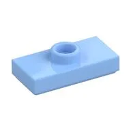 Plate Special 1 x 2 with 1 Stud with Groove and Inside Stud Holder (Jumper), Bright Light Blue