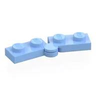Hinge Plate 1 x 4 Swivel Top / Base - Hollow Clip [Complete Assembly], Bright Light Blue