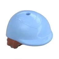 Hair and Hat, Short Dark Orange with Riding Helmet, Bright Light Blue