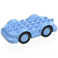 Duplo Car Base 4 x 8 with Four Black Wheels and Bright Light Blue Hubs, Bright Light Blue