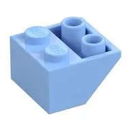 Brick Sloped Inverted 45° 2 x 2 [Ovoid Bottom Pin, Bar-sized Stud Holes], Bright Light Blue