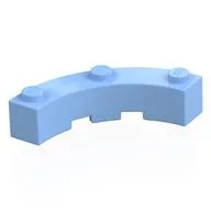 Brick Round Corner 4 x 4 Macaroni Wide with 3 Studs, Bright Light Blue