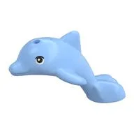 Animal, Dolphin, Baby with Black Eyes, White Iris Print, Bright Light Blue