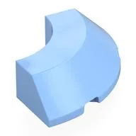 Brick Round Corner 4 x 4 x 1 with Bottom Cut Outs, No Studs, Flat Top, Bright Light Blue