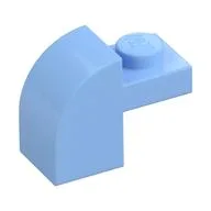 Brick Curved 1 x 2 x 1 1/3 with Curved Top, Bright Light Blue