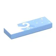 Tile 1 x 3 with White Rose Stalk, Stars Print, Bright Light Blue