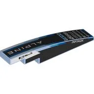 Brick Curved 1 x 6 with White 'ALPINE', Sponsors on Black Background Print, Bright Light Blue