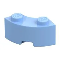 Brick Round Corner 2 x 2 Macaroni with Stud Notch and Reinforced Underside [New Style], Bright Light Blue