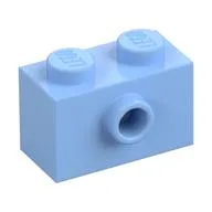 Brick Special 1 x 2 with 1 Center Stud on 1 Side, Bottom Stud Holder, Bright Light Blue