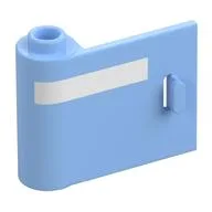 Door 1 x 3 x 2 Left with White Line Print, Bright Light Blue