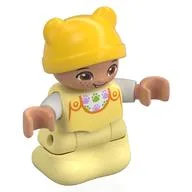 Duplo Figure Baby, Yellow Hat, Nougat Head, Bright Light Yellow