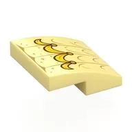 Brick Curved 2 x 2 x 2/3 with Dress, Gold Lines, Stars, Yellow Ruffles Print, Bright Light Yellow
