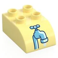 Duplo Brick 2 x 3 with Curved Top with Faucet Print, Bright Light Yellow