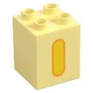 Duplo Brick 2 x 2 x 2 with Yellow 'I' Print, Bright Light Yellow