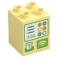 Duplo Brick 2 x 2 x 2 with Cash Register Print, Bright Light Yellow