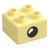 Duplo Brick 2 x 2 with Eye with White Teardrop Spot / Closed Eye Print, Bright Light Yellow