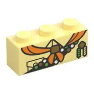 Brick 1 x 3 with Orange Handkerchief, Merit Badge Sash Print, Bright Light Yellow