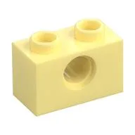 Technic Brick 1 x 2 [1 Pin Hole], Bright Light Yellow