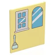 Glass for Frame 1 x 6 x 6 with White 3-Pane Window / Family Portrait, Shutters, Brown Lattice Print, Bright Light Yellow