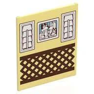 Glass for Frame 1 x 6 x 6 with White 3-Pane Window / Window, Mirror, Toilet Brush Print, Bright Light Yellow
