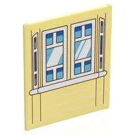 Glass for Frame 1 x 6 x 6 with Red Roof / Shower Accessories Print, Bright Light Yellow