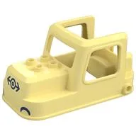 Duplo Train Engine Cabin 4 x 8 x 3 1/2 with Dark Blue Train Logo, Headlights Print, Bright Light Yellow