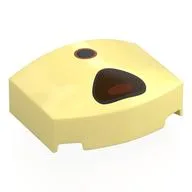Brick Round 3 x 4, Curved Triple, No Studs with Black/Reddish Brown Nose, O-Shaped Mouth Print, Bright Light Yellow