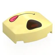 Brick Round 3 x 4, Curved Triple, No Studs with Black/Reddish Brown Nose, Mouth with Tongue Print, Bright Light Yellow
