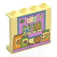 Panel 1 x 4 x 3 with Bright Pink/Medium Blue Message Board, Food Bags, Jar, Yarn Print, Bright Light Yellow