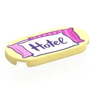 Tile Round 2 x 4 with White/Bright Pink/Dark Pink Pillows, Dark Purple 'Hotel' Print, Bright Light Yellow