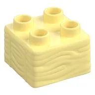 Duplo Brick 2 x 2, Hay Bale Pattern, Bright Light Yellow