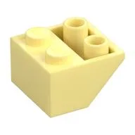 Brick Sloped Inverted 45° 2 x 2 [Round Hollow Bottom Pin, Bar-sized Stud Holes], Bright Light Yellow