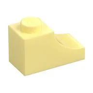Brick Curved 2 x 1 with Inverted Cutout, Bright Light Yellow