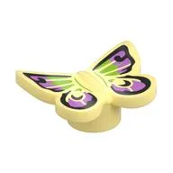 Insect, Butterfly with Lavender/Lime Colors, Black Trim Print, Bright Light Yellow