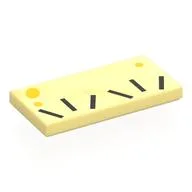 Tile 2 x 4 with Black Lines/Eyelashes, Yellow Spots Print, Bright Light Yellow