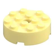 Brick Round 4 x 4 Centre Hole, Bright Light Yellow